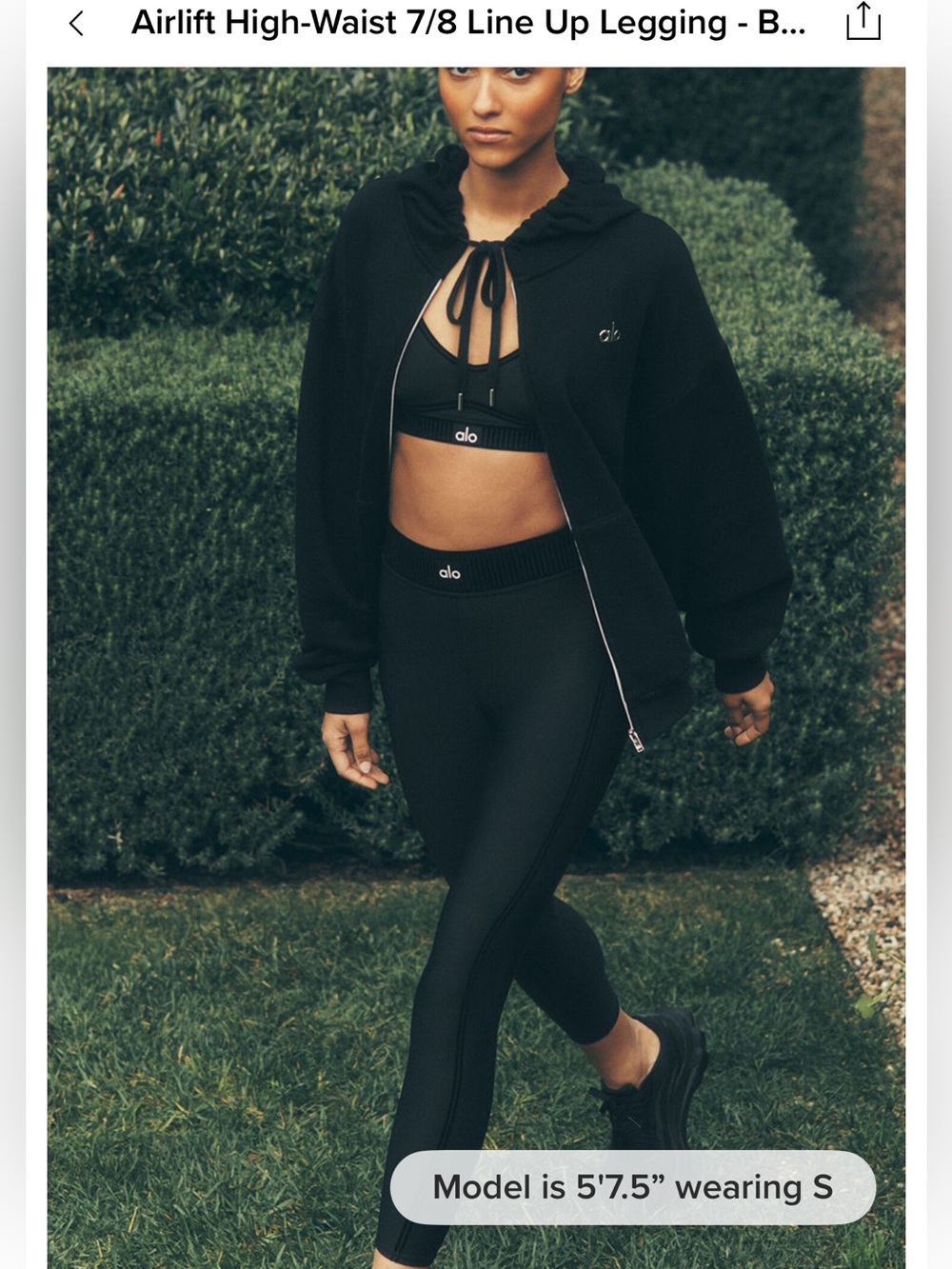 ALO Yoga Black High-Waist 7/8 Line Up Legging